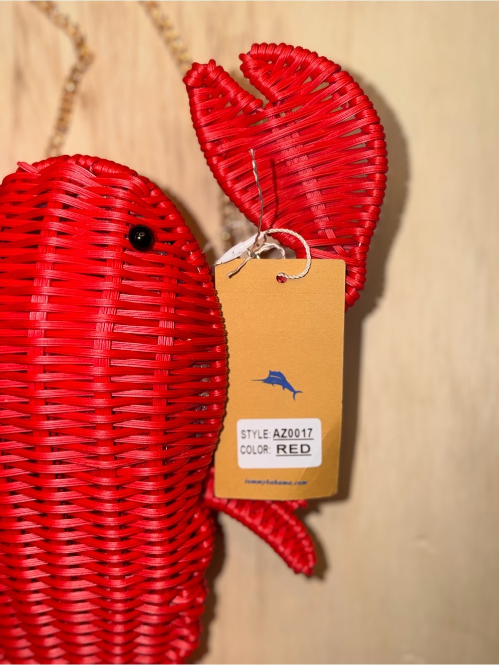 NWT TOMMY BAHAMA Red Woven Lobster Crossbody Bag - Picture 6 of 10